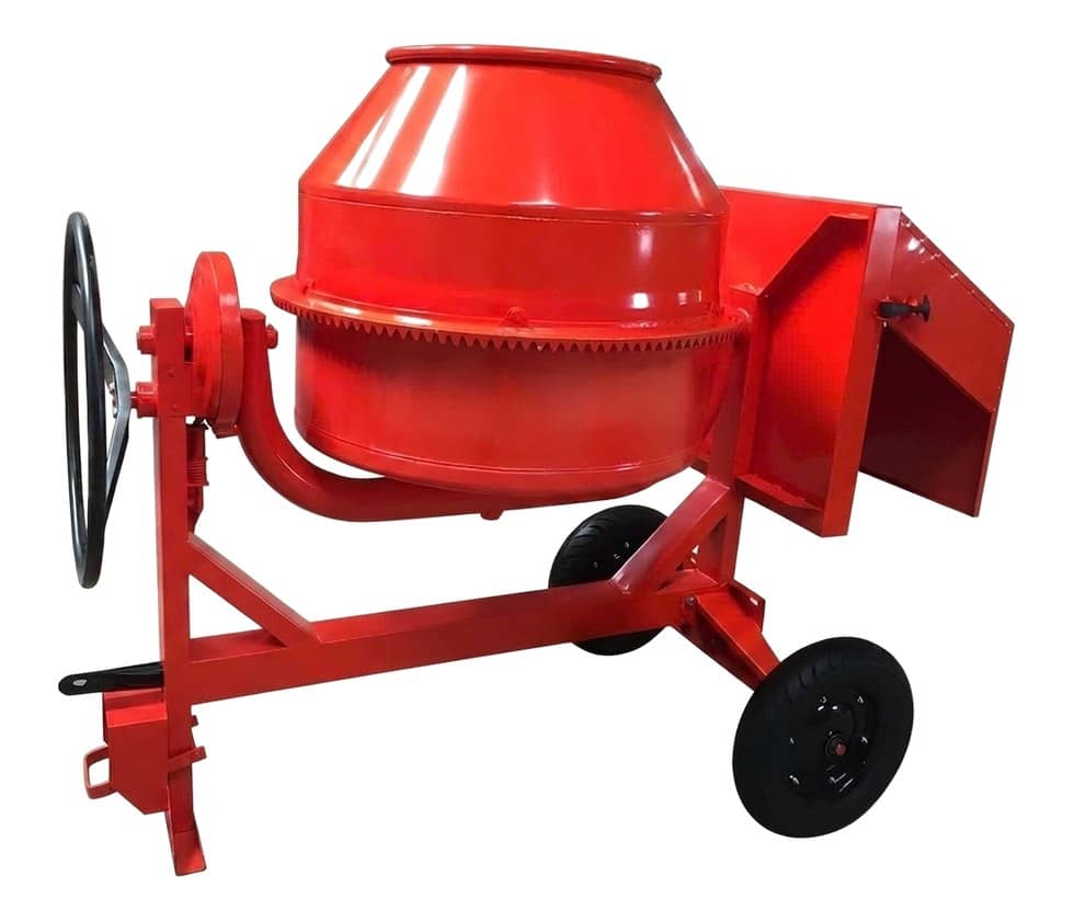 Red concrete mixer