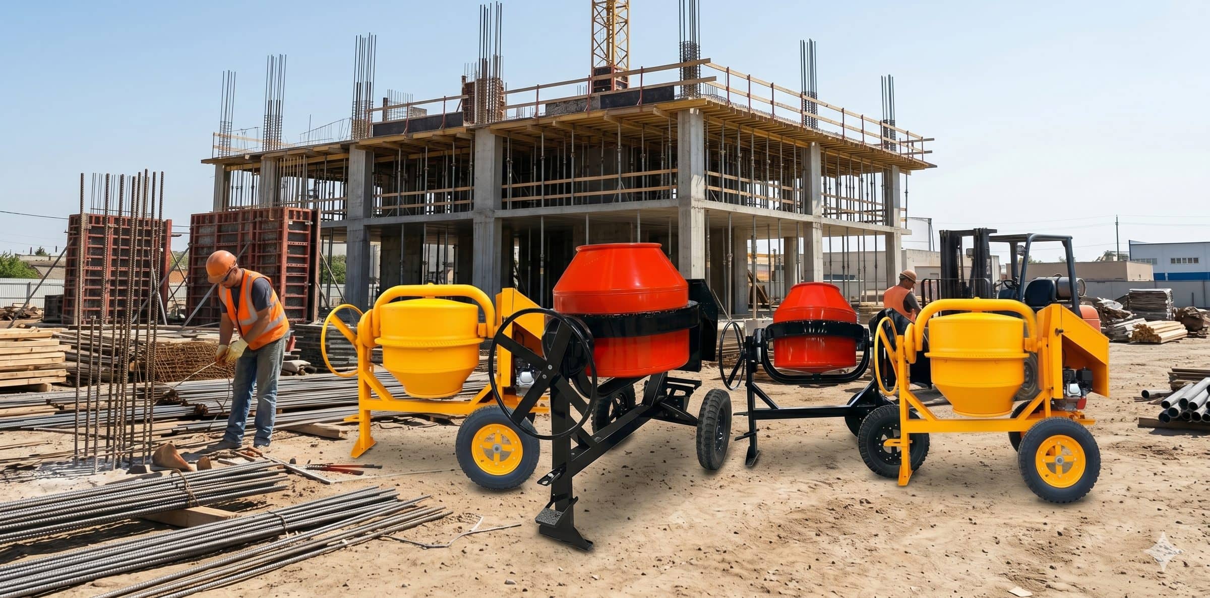 Phu Long concrete mixers on a construction site
